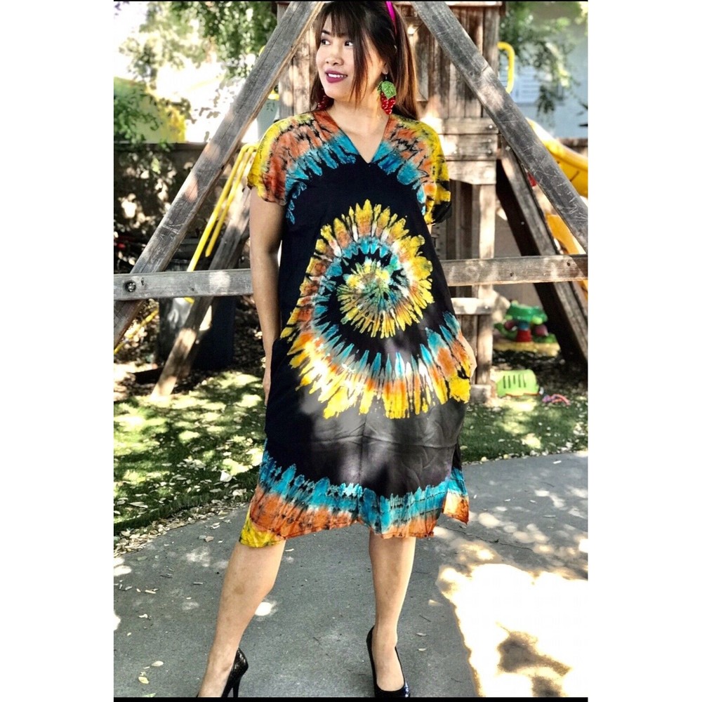 Womens Handmade Tie Dye Beach Wear Boho Hippie multi Colors Unique Design